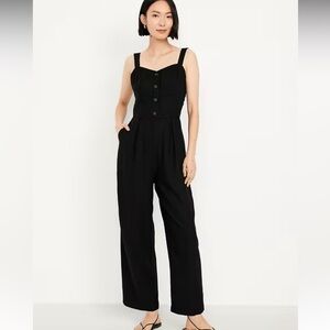 NWT Linen Blend Black Jumpsuit